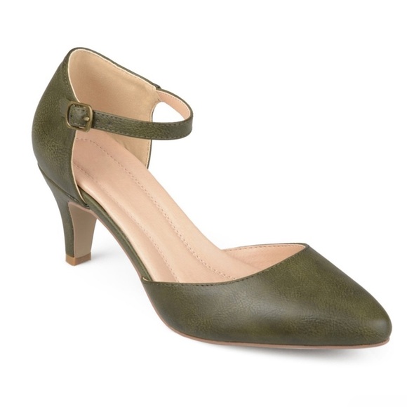 Journee Collection Olive Green Heels - Picture 1 of 5